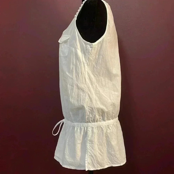 Pretty Fashion Bug Women’s Large White Embellished Sleeveless Semi Sheer Top - Picture 3 of 8